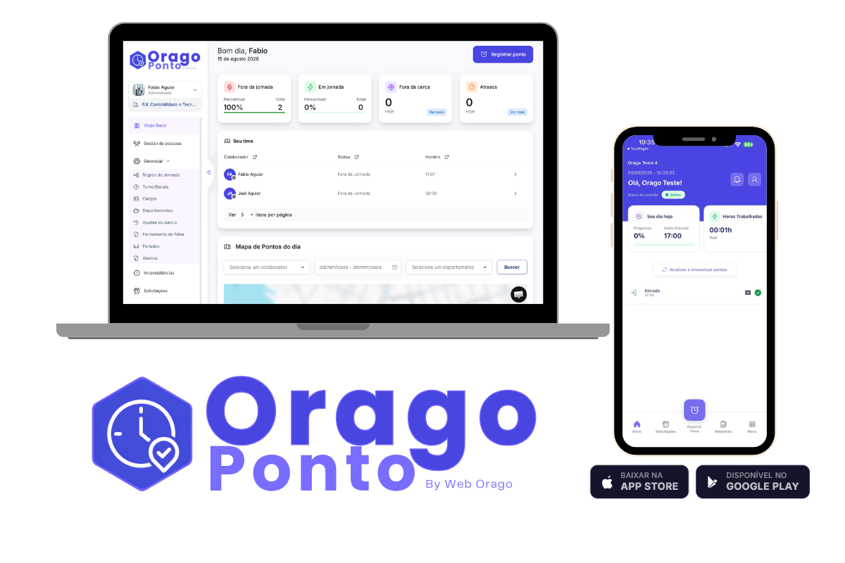 Painel de gestão e app do colaborador do Orago Ponto